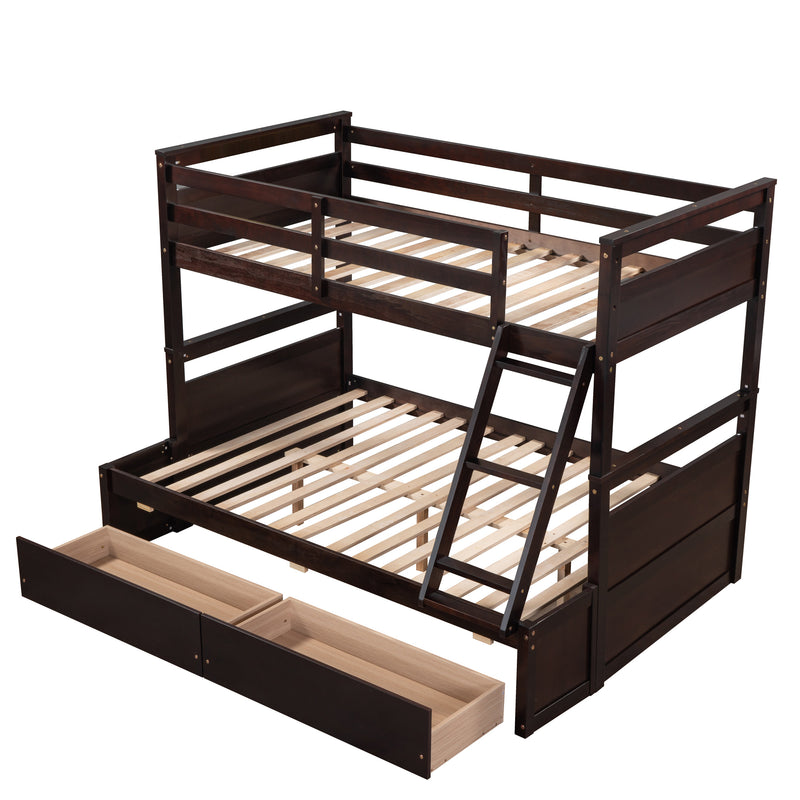 Twin over Full Bunk Bed with Storage - Espresso(OLD SKU :LP000022AAP)