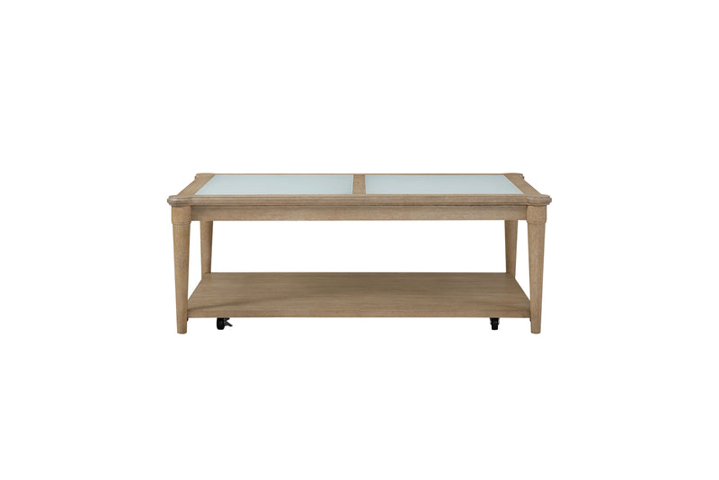 Frosted Glass Top Cocktail Table With Casters - Sand