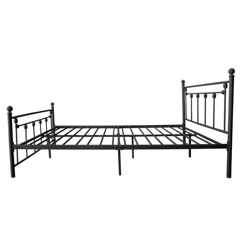 Queen Size Metal Bed Frame with Headboard and Footboard (black)