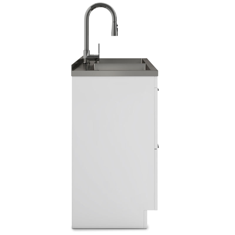 Shaker - Modern Wide Laundry Cabinet With Faucet And Stainless Steel Sink - White