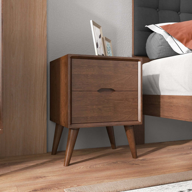 Alexandra - Night Stand With 2 Drawers - Walnut Brown