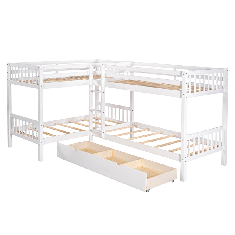 Twin L-Shaped Bunk bed with Drawers-Gray(OLD SKU :LP000038AAK)