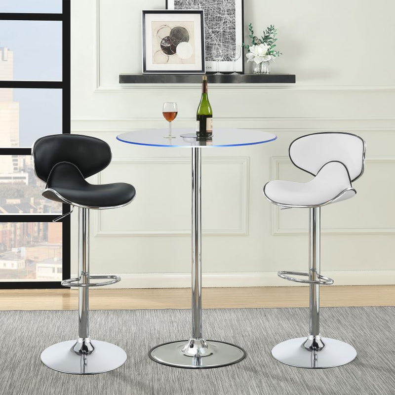 Thea - Round Glass Top LED Bistro Bar Table - Chrome - Atlantic Fine Furniture Inc