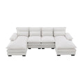 Modern U-Shaped Sectional Sofa With Waist Pillows, 6 Seat Upholstered Symmetrical Sofa Furniture, Sleeper Sofa Couch With Chaise Lounge For Living Room