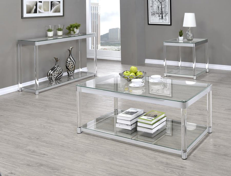 Anne - Rectangular Glass Top Acrylic Leg Coffee Table - Chrome