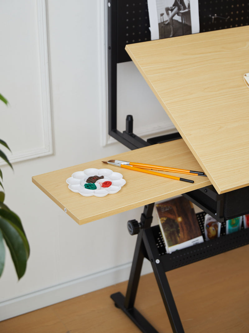 Drafting Table With Metal Perforated Board Pannel - Black / Brown