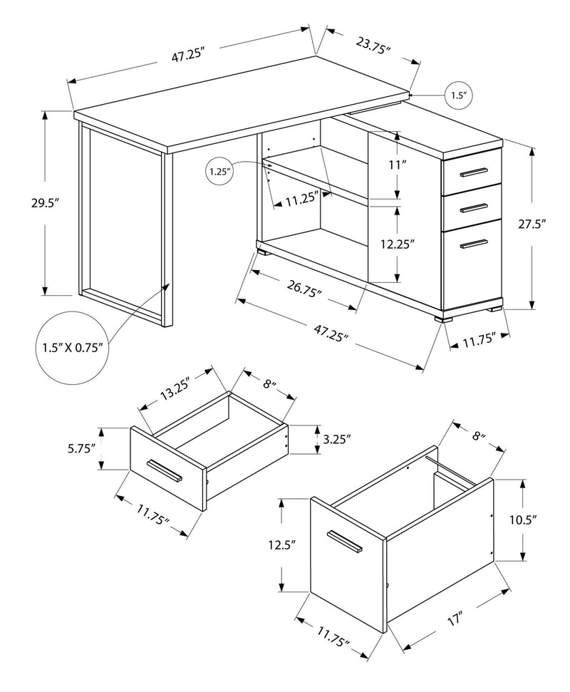 Computer Desk, Home Office, Corner, Left, Right Set - Up, Storage Drawers, L Shape, Laptop, And Contemporary & Modern