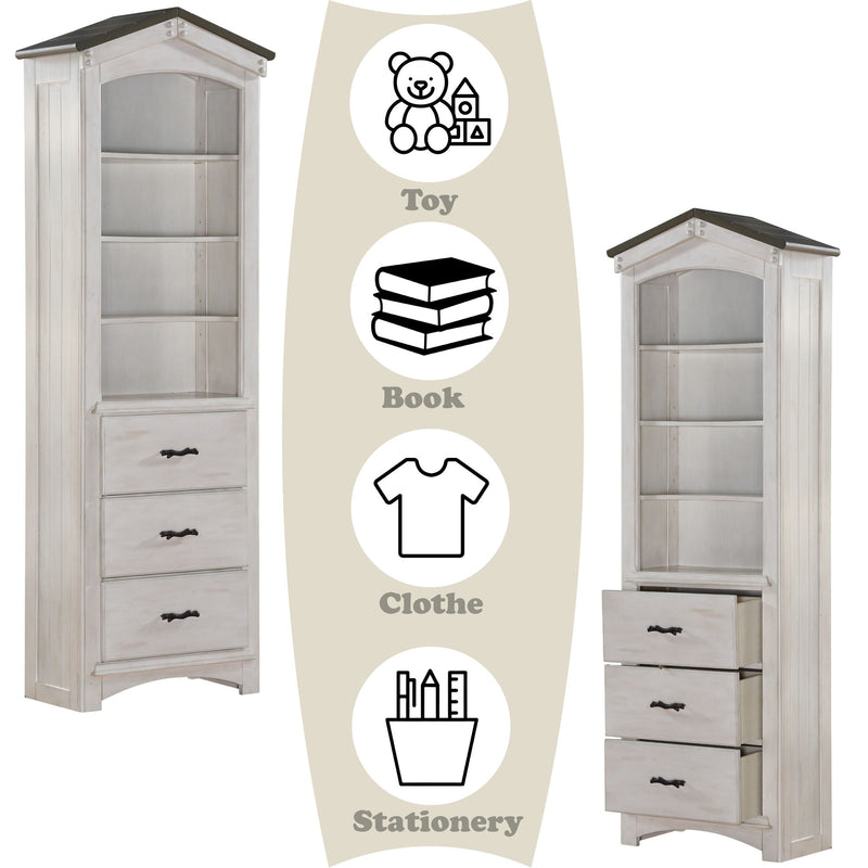 Tree House Weathered Washed Bookcase Cabinet - White / Gray