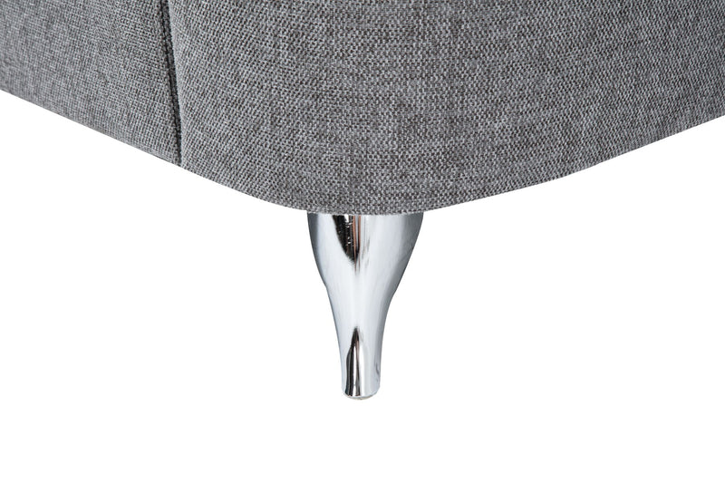 Villanelle - Linen Chair With Chrome Finish Legs - Light Gray