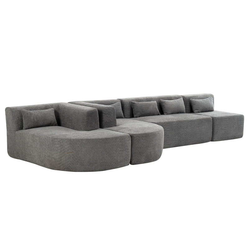 Upholstered Sofa Free Combined Sofa Couch With Two Chaise Lounge And Five Back Pillows For Living Room