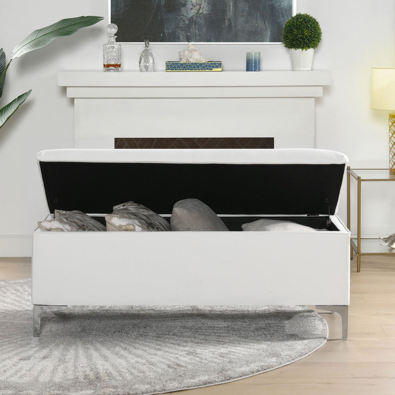 Madelyn - Modern Storage Bench - Bright White Dye