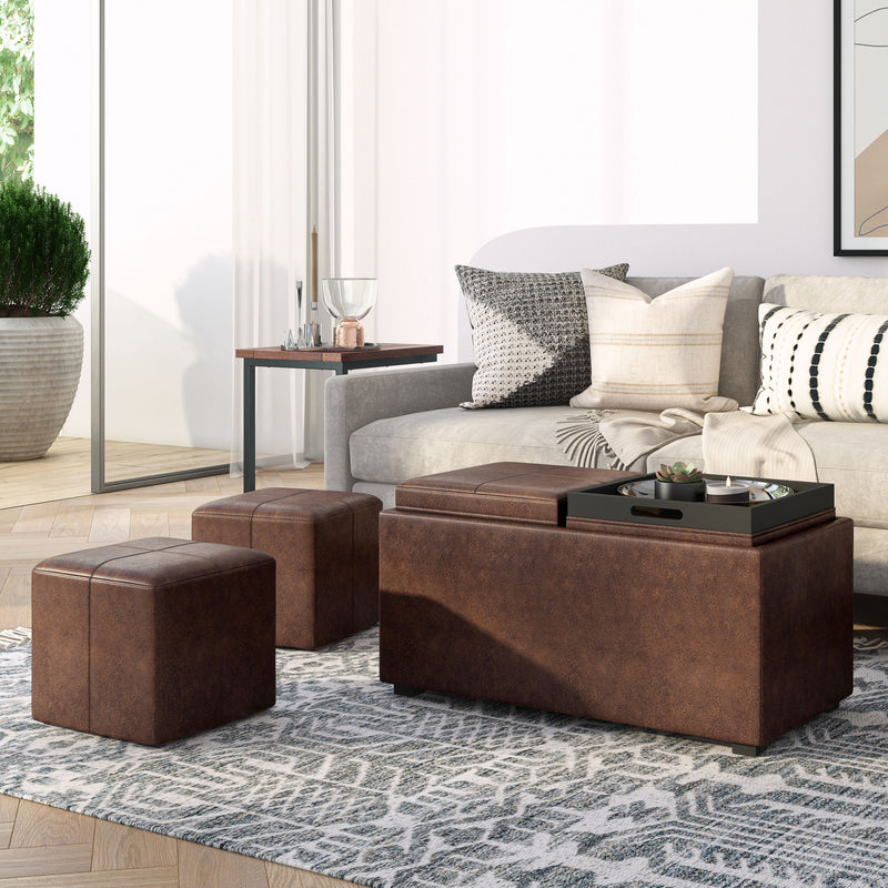 Avalon - 5 Piece Storage Ottoman, Contemporary