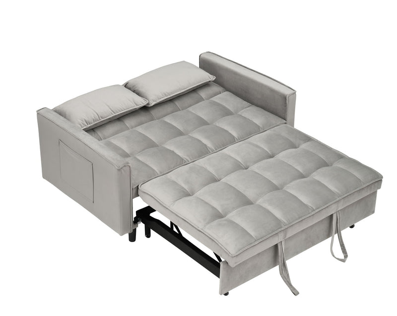 Modern Velvet Sofa, Sofa Pull-Out Bed, Small Love Seat Casual Sofa With Back, With Pillow, Pockets, Living Room Furniture, 3 In 1 Convertible Sleep Sofa Bed