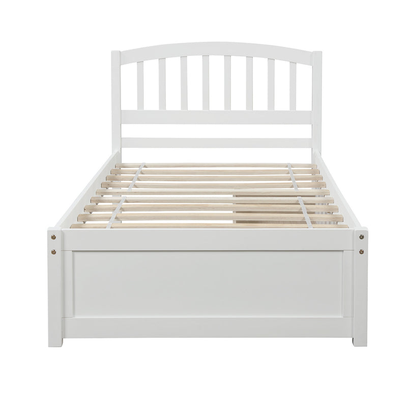 Twin Platform Storage Bed Wood Bed Frame with Two Drawers and Headboard, White (Previous SKU: SF000062KAA)