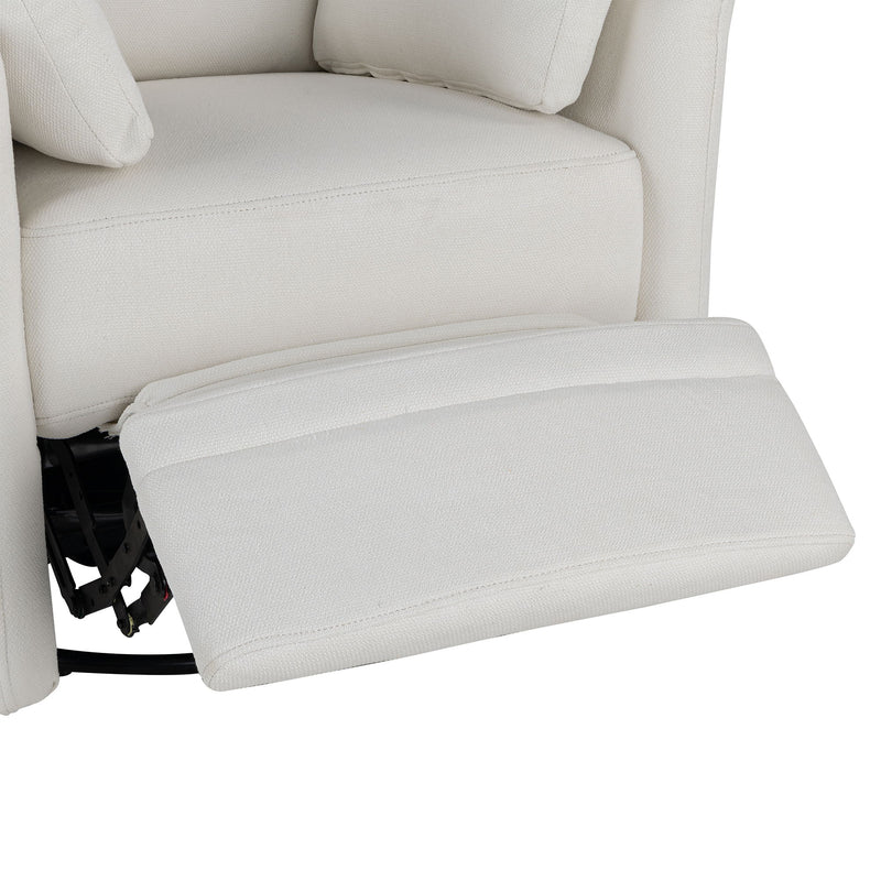 Upholstered Swivel Recliner Manual Rocker Recliner Chair Baby Nursery Chair With Two Removable Pillows For Living Room