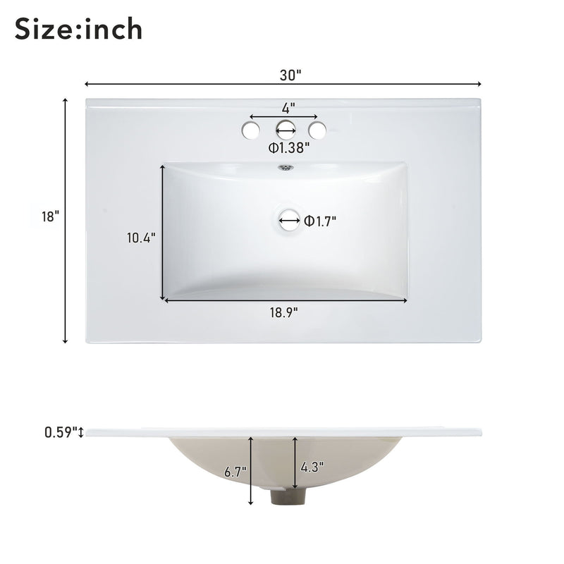 Bathroom Vanity With Single Sink, Combo Cabinet Undermount Sink, Bathroom Storage Cabinet With 2 Doors And A Drawer, Soft Closing, Multifunctional Storage, Solid Wood Frame