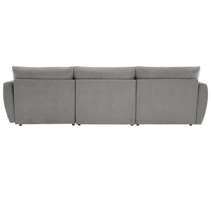 Convertible Sectional Sofa Couch 3 Seat L-Shaped Sofa With Movable Ottoman And USB For Apartment, Living Room, Bedroom