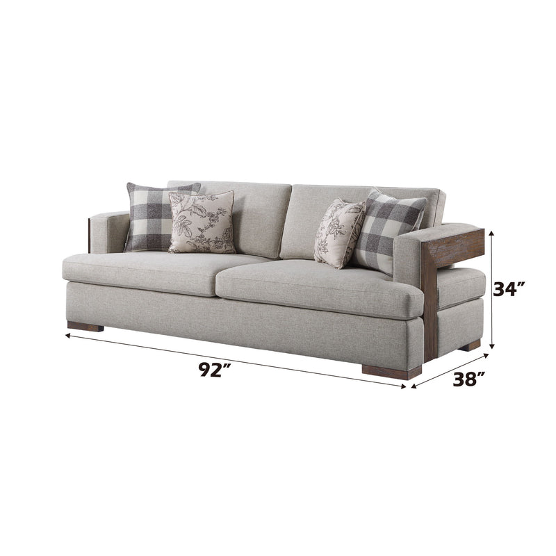 Niamey - Sofa With 4 Toss Pillows - Walnut