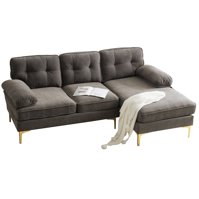 Modern Sectional Sofas Couches Velvet L Shaped Couches For Living Room, Bedroom