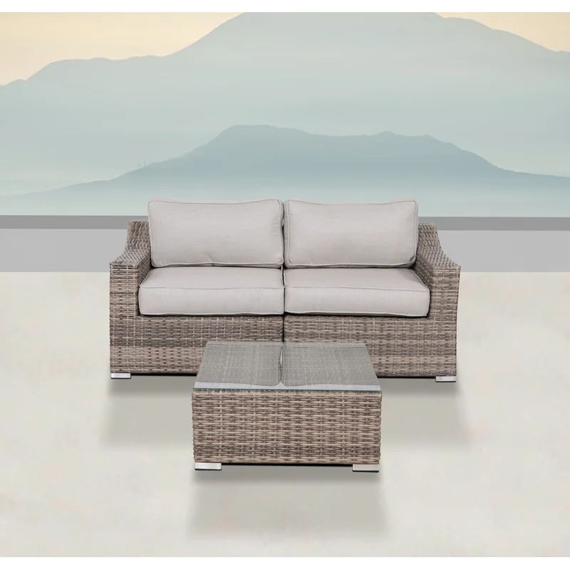 2 Person Seating Set With Cushions - Gray