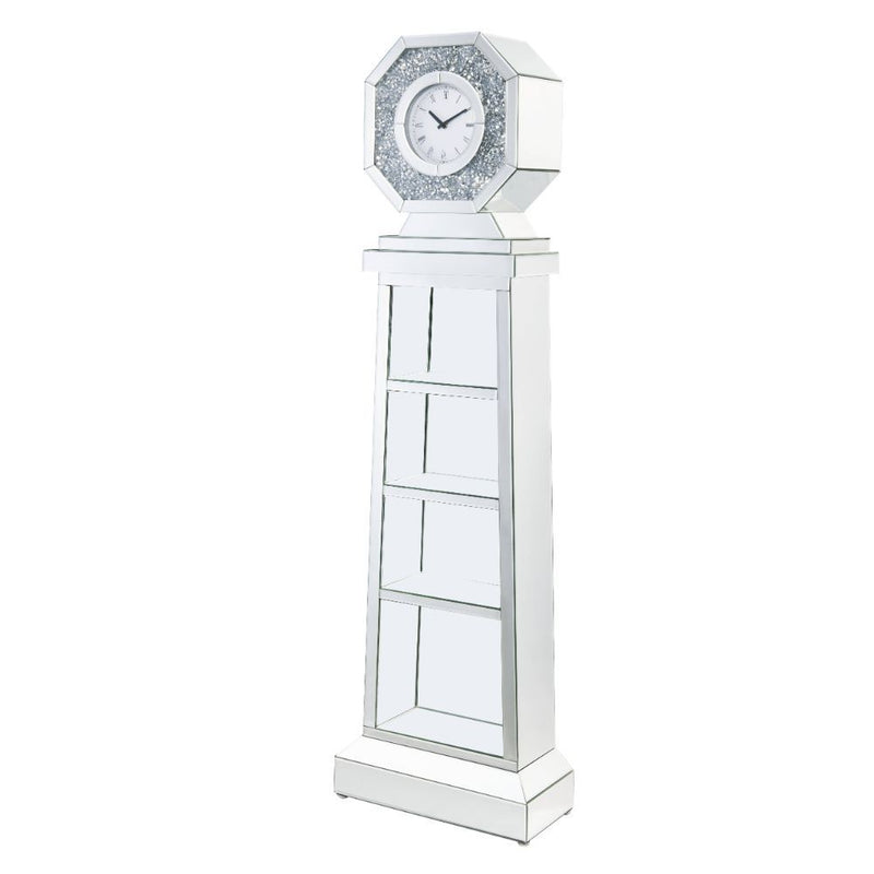 Noralie - Grandfather Clock - Mirrored & Faux Diamonds - 63" - Atlantic Fine Furniture Inc