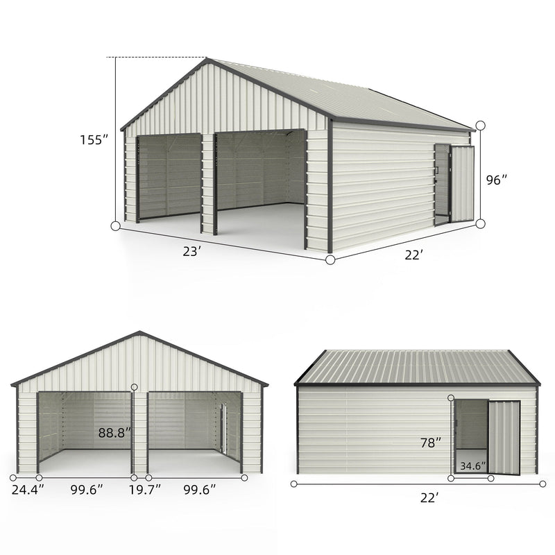 Double Garage Metal Shed With Side Entry Door