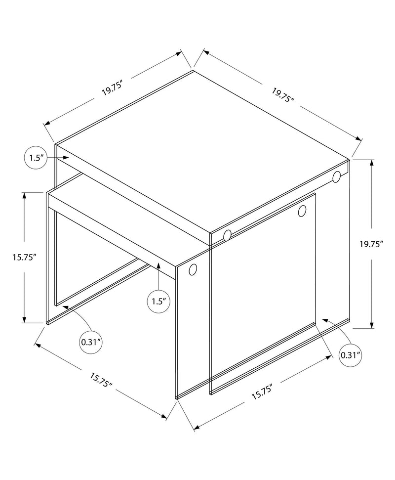 Accent Nesting Table Clear Tempered Glass For Living Room (Set of 2)