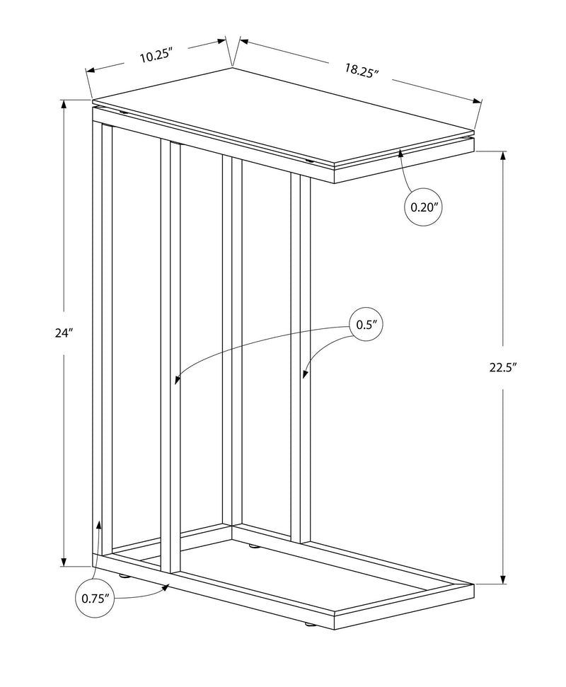 Accent Table, C - Shaped, Tempered Glass, Stylish Design Contemporary & Modern