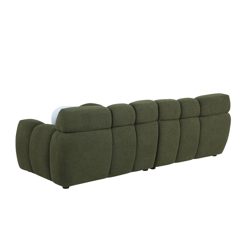 87.4 length ,35.83" deepth ,human body structure for USA people,  marshmallow sofa,boucle sofa ,3 seater, OLIVE GREEN BOUCLE