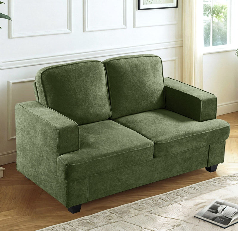 Modern Loveseat, Comfortable 2 Seater Couch With Deep Seating, Loose Back Cushions, Wide Arms