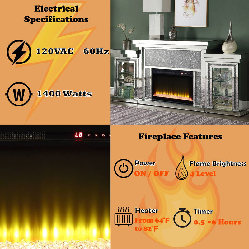 Noralie - Fireplace - Mirrored - Wood