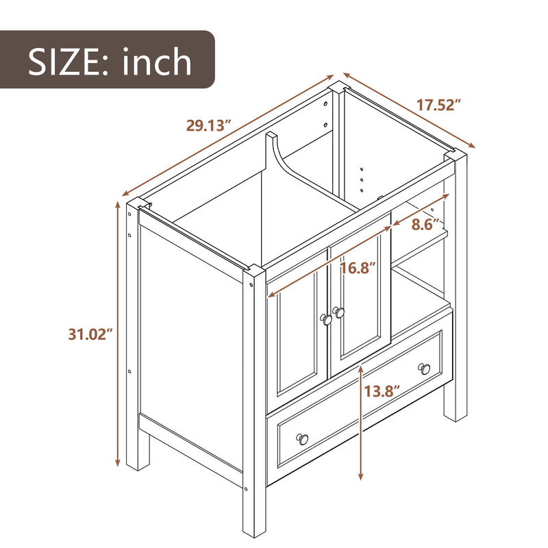 Bathroom Vanity Base Only, Solid Wood Frame, Bathroom Storage Cabinet With Doors And Drawers