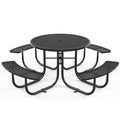 Round Outdoor Steel Picnic Table 46" With Umbrella Pole