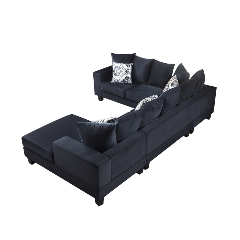 Modern U Shape Sectional Sofa, Velvet Corner Couch With Lots Of Pillows Included, Elegant And Functional Indoor Furniture - Black