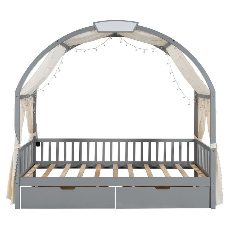 Bed With Arched Roof And 2 Drawers