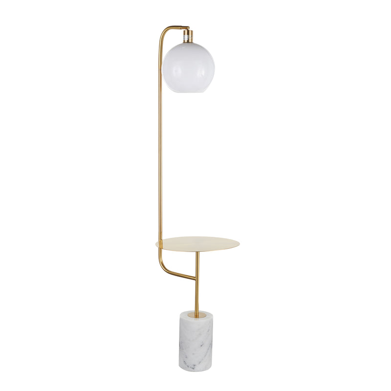 Symbol - Contemporary / Glam Floor Lamp Side Table - White Marble