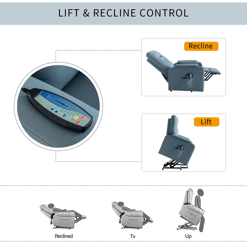 Massage Recliner Chair Electric Power Lift Chairs With Side Pocket, Adjustable Massage And Heating Function For Adults And Seniors