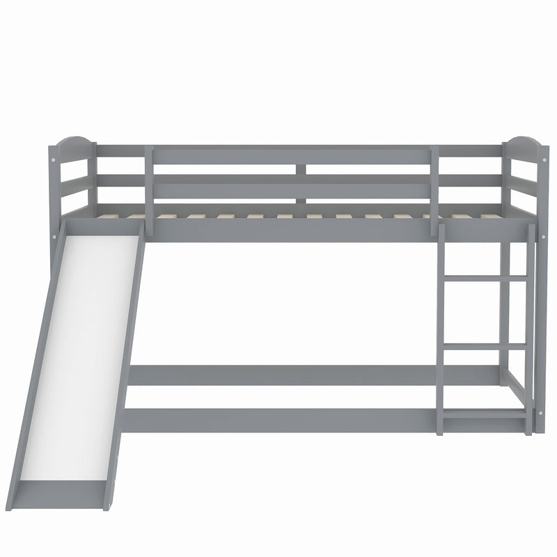 Twin over Twin Bunk Bed with Convertible Slide and Ladder , Gray(Old SKU:WF281725AAE)