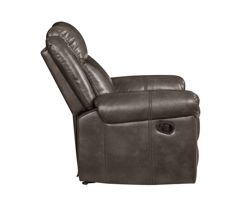 Lydia - Leather Aire Motion Loveseat With USB Console - Brown