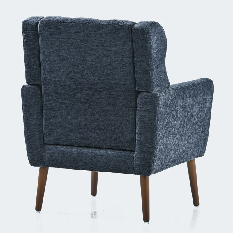 Modern Accent Chair, Chenille Arm Chairs For Living Room, Upholstered Mordern Armchair, Comfy Soft Padded Lounge Chair In Small Space, Bedroom, With Pillow, Solid Wood Leg