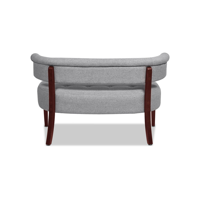 Jared - Roll Arm Tufted Bench Settee - Light Gray