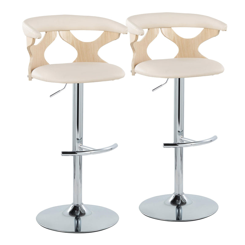 Gardenia - Contemporary Adjustable Barstool & Swivel, Rounded T Footrest (Set of 2)