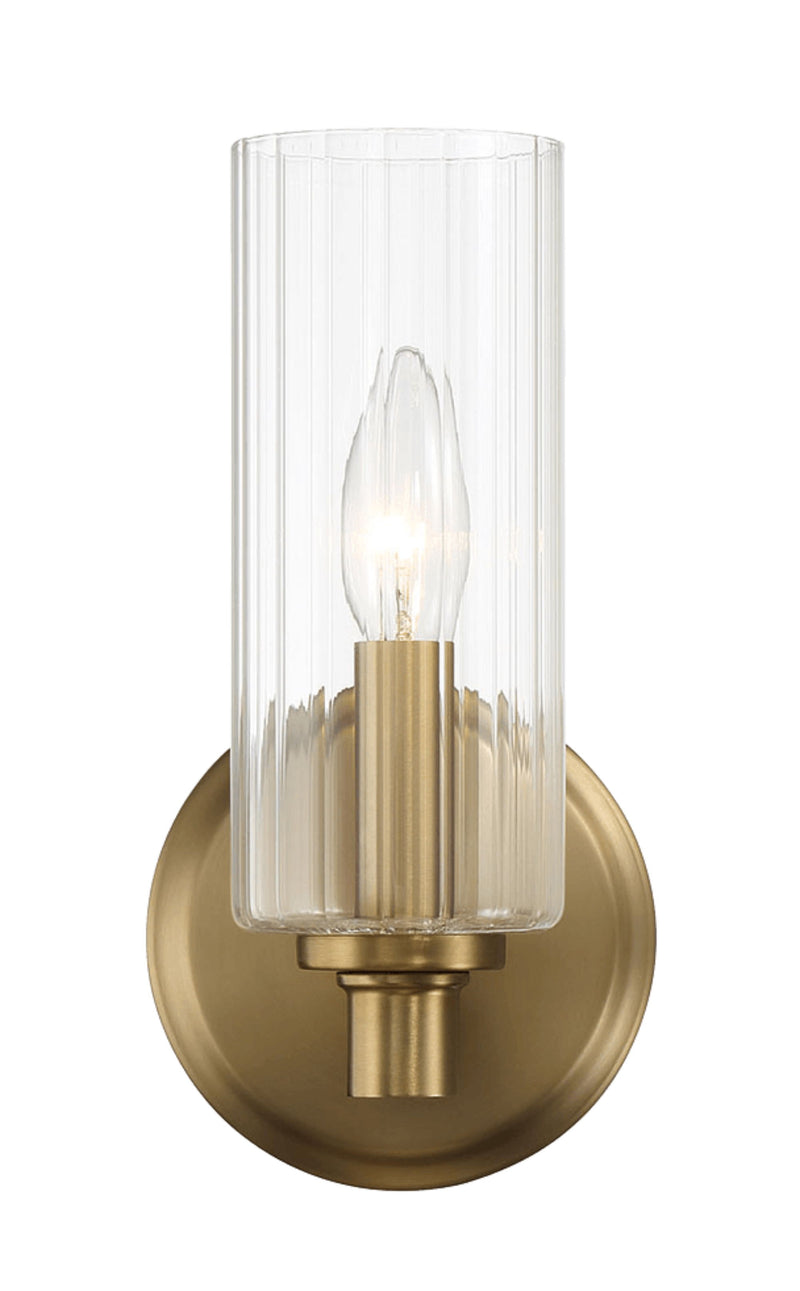 Jardin - Single Light Wall Sconce With Clear Ribbed Satin - Clear / Gold