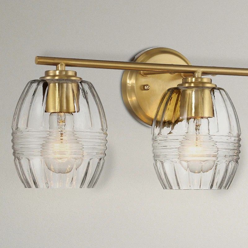 Luster - 3 Lights Vanity With Clear For Bathrooms Above Mirror Wall Lamp Satin - Clear / Gold