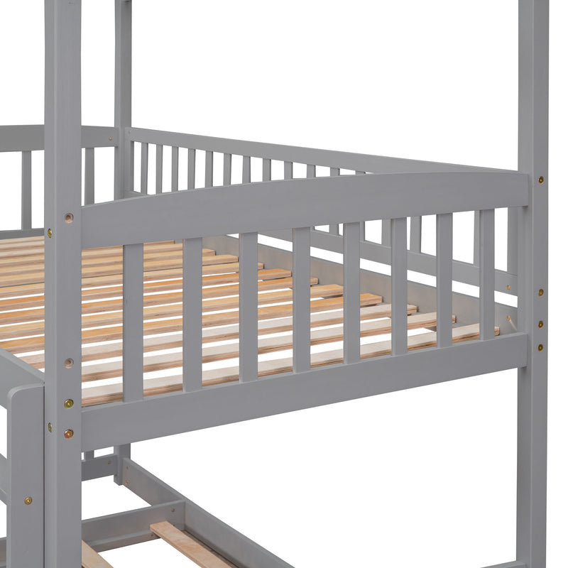 Twin Over Twin Bunk Bed With Slide, House Bed With Slide