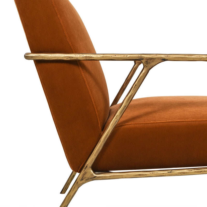 Aerin - Hammered Brass Upholstered Accent Arm Chair