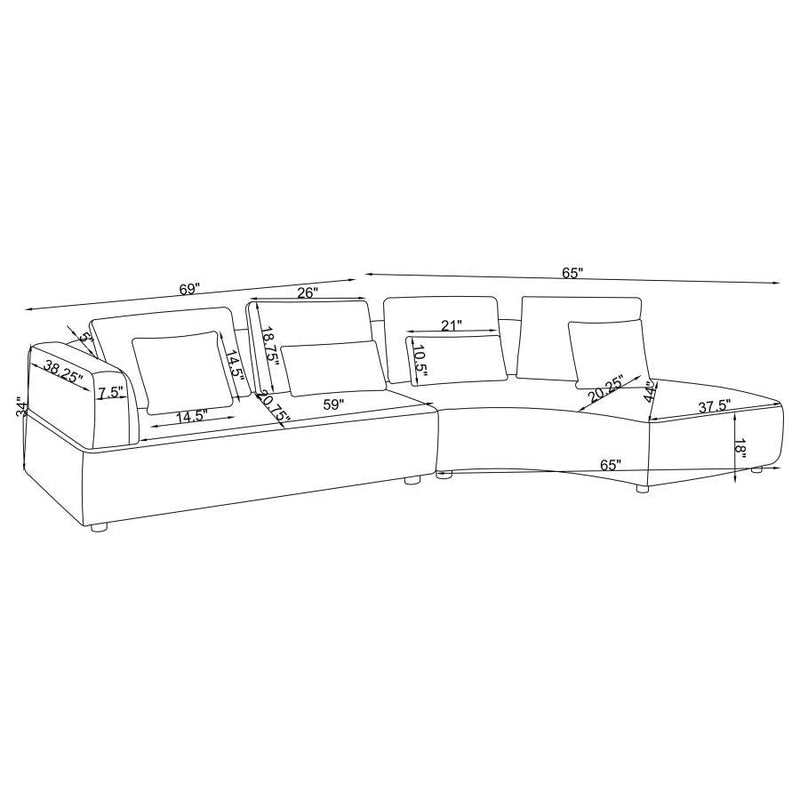 Toscano - 1Upholstered Sectional Sofa - Gray