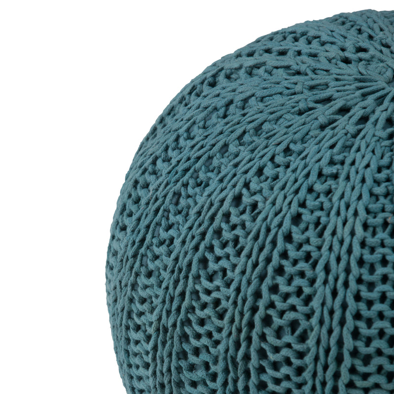 Shelby - Handcrafted Hand Knit Round Pouf