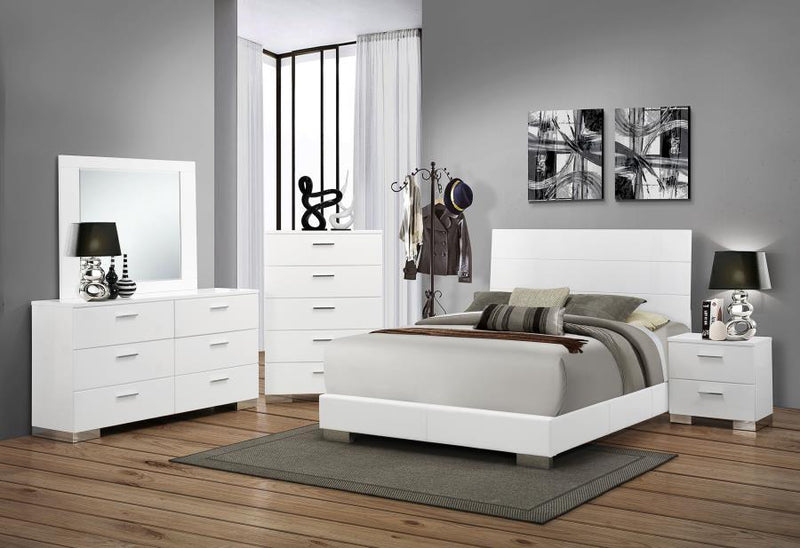 Felicity - 6-Drawer Wood Dresser With Mirror - White High Gloss