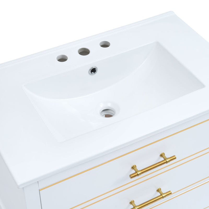 Modern Bathroom Vanity Cabinet, Combo With Open storage, Two Drawers